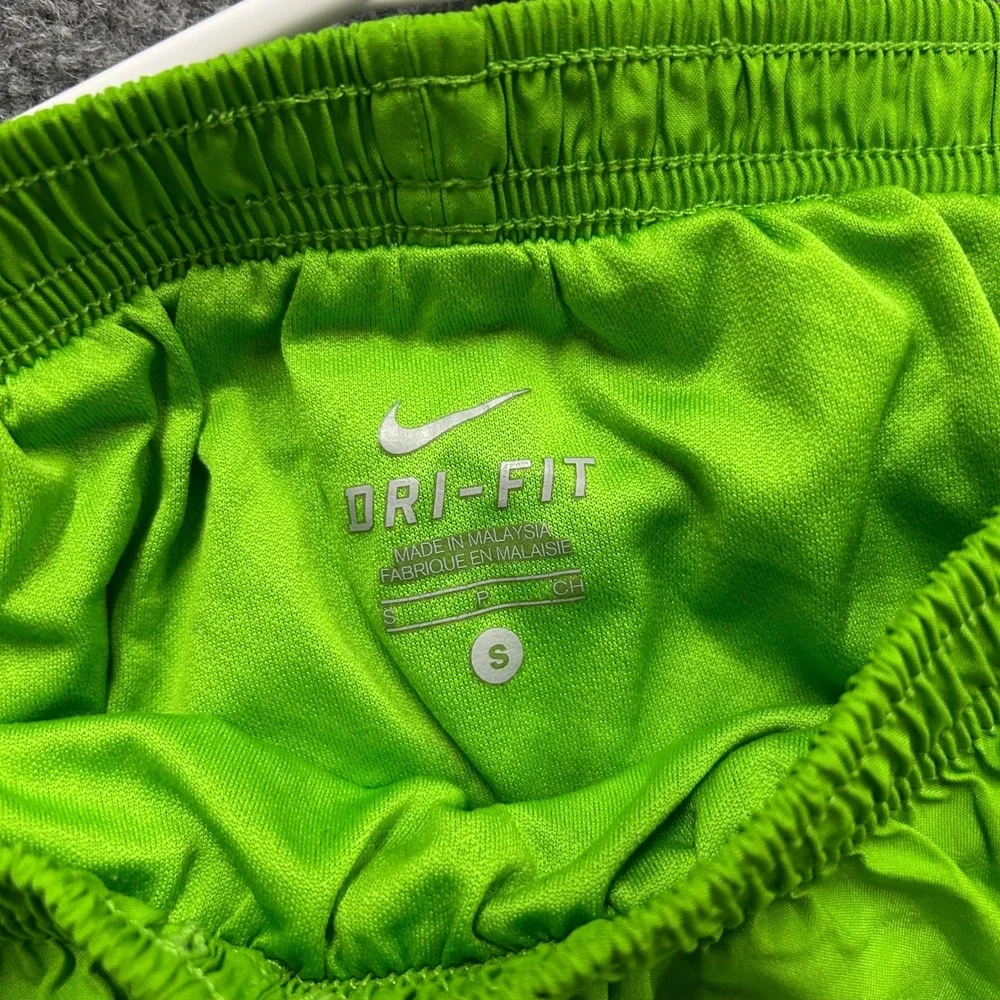 Nike Athletic Shorts Womens Size S Lime Green Dri-Fit Running Mesh Blue Stain